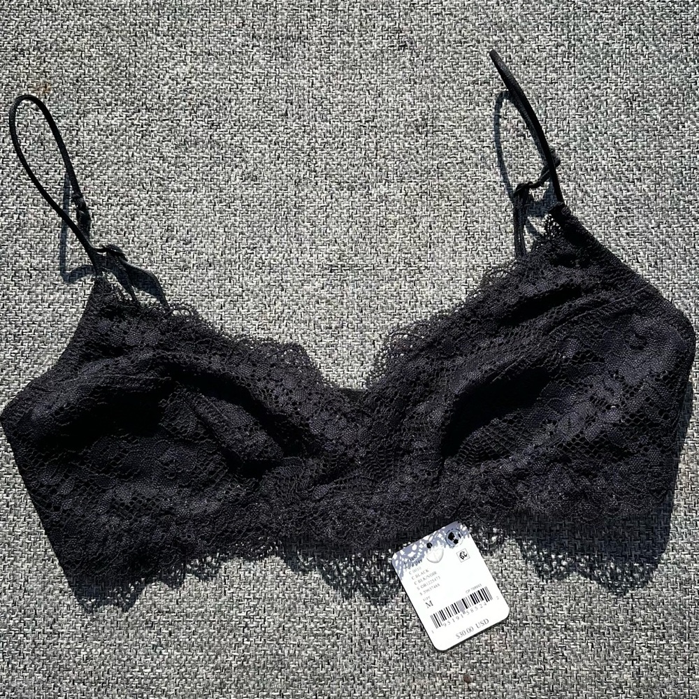 Free People Black Lace Bralette